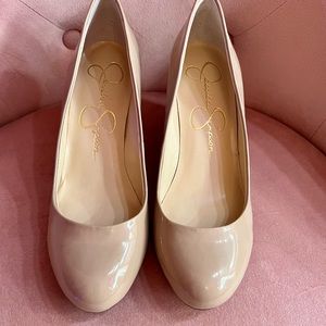 Jessica Simpson Patent Nude Wedges size 7